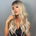 thumbnail image 2 of Perruques Longues pour Cheveux Bouclés avec Frange, Perruque Aguichant Ondulée avec Filet pour Cheveux, Résistante à la Chaleur, 2 of 8