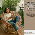 thumbnail image 6 of Vargottam 55 Inch Papasan Cushion Cover - Waterproof Outdoor Slipcover with 8 Ties & Side Zipper - Replacement Cover Only - Floral Theme, 6 of 7