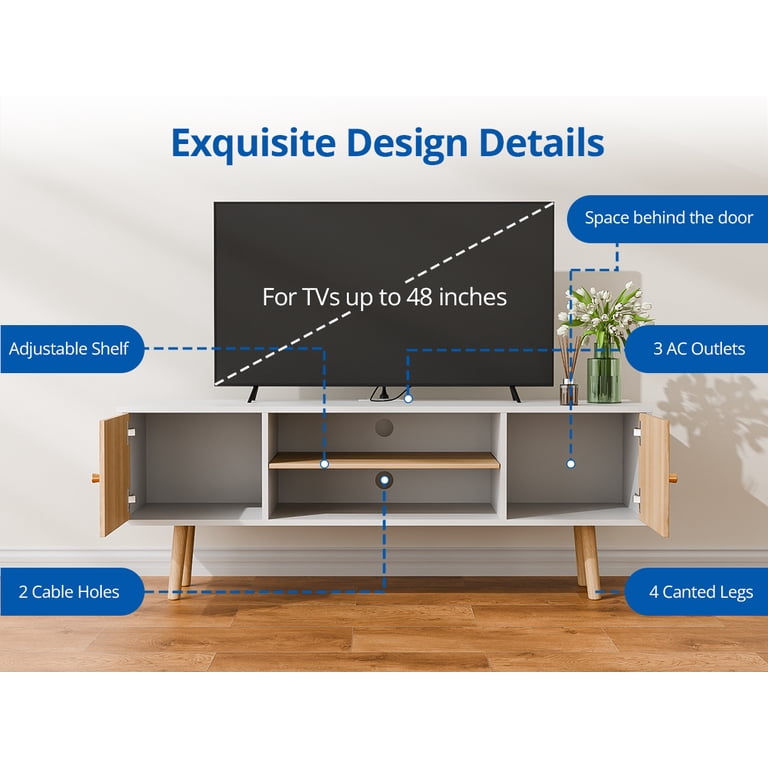 Cozy Castle TV Stand for 50 inch TV, Modern Entertainment Center