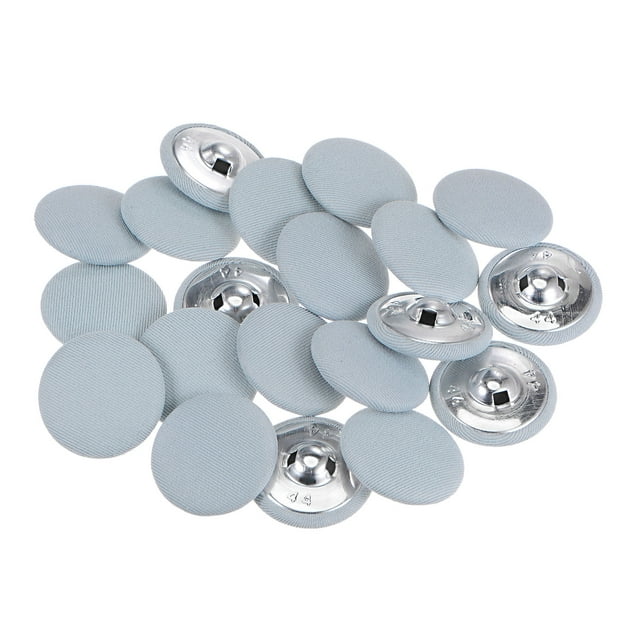 Unique Bargains 20pcs 44L Fabric Cloth Covered Button 28mm Round Metal Shank Sewing Buttons for Suits Dress Blouses, Light Blue