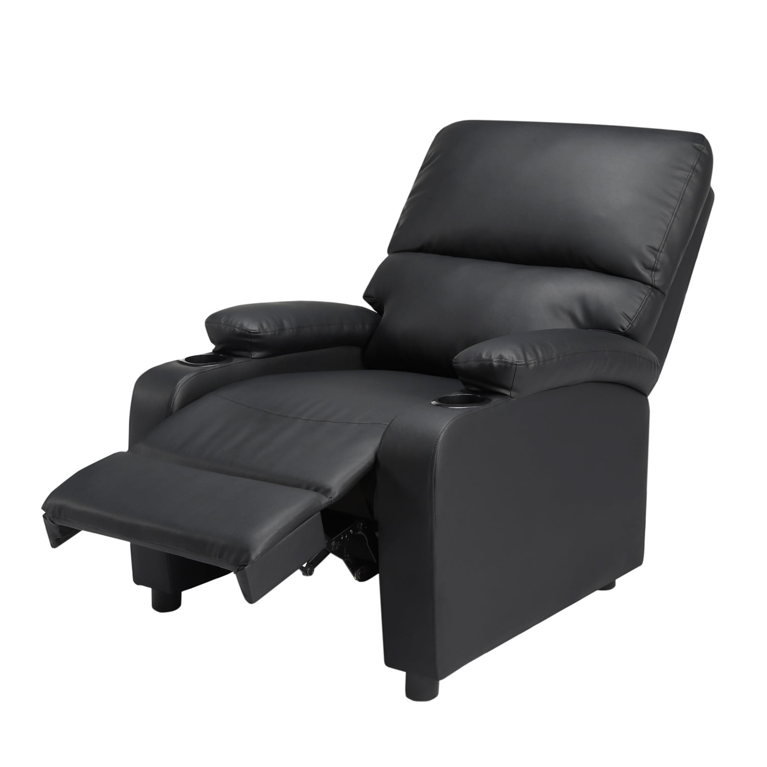 Kadyn 31.5" Faux leather reclining chair, Pu Upholstered reclining chair, Pushback Recliner Chair for Bedroom, Black Kadyn 31.5" Faux leather reclining chair, Pu Upholstered reclining chair, Pushback Recliner Chair for Bedroom, Black