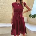 thumbnail image 1 of Vestido casual de mujer Cuello redondo Vestido midi elegante para mujer Traje de vacaciones de ajuste holgado FLhrweasw Nuevo, 1 of 8