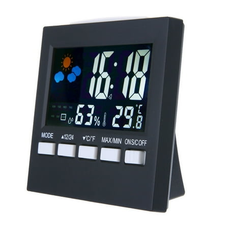 

Digital Display Thermometer humidity clock Colorful LCD Alarm Calendar Weather