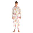 thumbnail image 3 of FORMRS Onesies Pajama for Adults Unisex Hoodie Winter Jumpsuit One Piece Sleepwear, Sizes S-2XL, White Floral Orange, 3 of 7