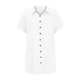 thumbnail image 4 of Diufon Casual Dresses for Women Solid Color Dress with Pockets Lapel Short Sleeve Button Down Dress, 4 of 6