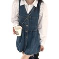 thumbnail image 3 of Conjuntos de 2 piezas para mujer, camisetas blancas de manga larga, conjunto de vestido tipo túnica con botones, vestido camisero de dos piezas acampanado, 3 of 8