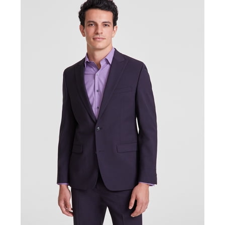 Bar Iii Mens Slim fit Suit Jacket Blazer 38 L Eggplant Purple Solid Stretch