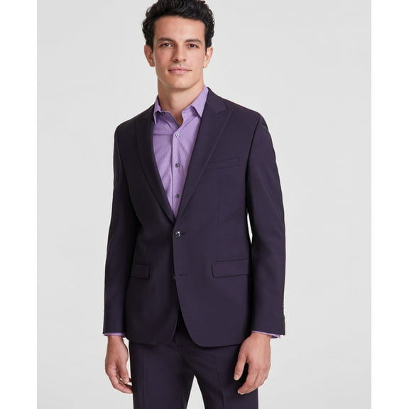 Bar Iii Mens Slim fit Suit Jacket Blazer 38 L Eggplant Purple Solid Stretch
