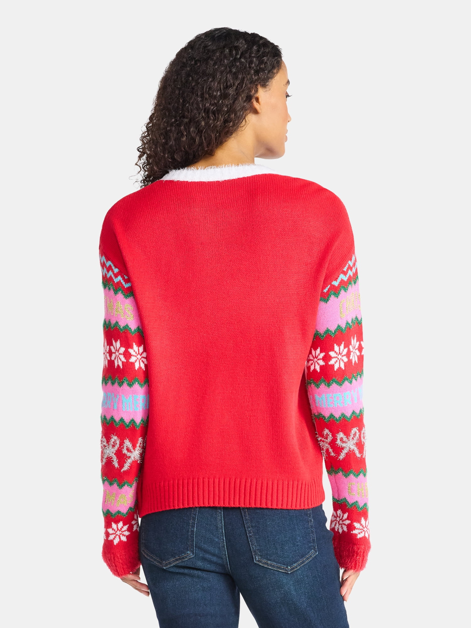 Holiday Time Women's Embellished Pullover Christmas Sweater, Midweight, Sizes XXS-XXXL