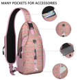 thumbnail image 2 of Sling Backpack,Pink Christmas Tree Pattern Crossbody Bag with Water Bottle Holder,Waterproof Sling Bag for Men/Women with Chest Phone Holder for Hiking,Travel, 2 of 6