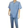 thumbnail image 3 of Men 2pc Walking Leisure Suit Short Sleeves By DREAMS Fancy 277-11 Ocean Blue, 3 of 9