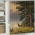 thumbnail image 5 of COMIO Deer Elk in Rocky Mountains with Rocks Tree Wildlife Shower Curtain for Bathroom Decoration White, 5 of 6