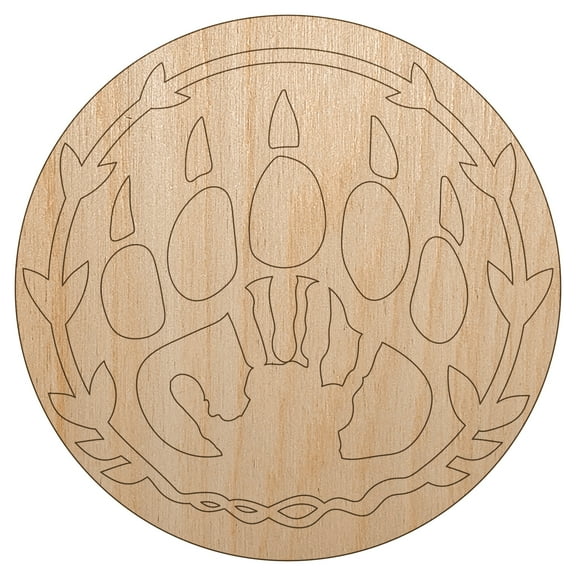 Druid Bear Claw Hand Print Wood Shape Unfinished Piece Cutout Craft DIY Projects - 4.70 Inch Size - 1/4 Inch Thick