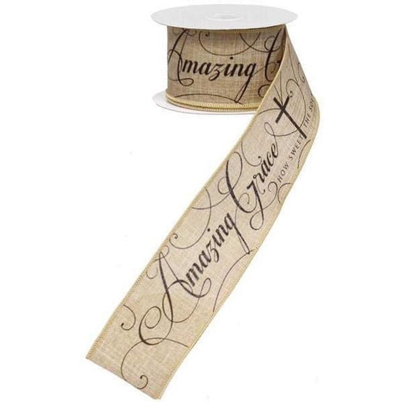 2.5" Amazing Grace Ribbon: Beige Black (10 Yards)