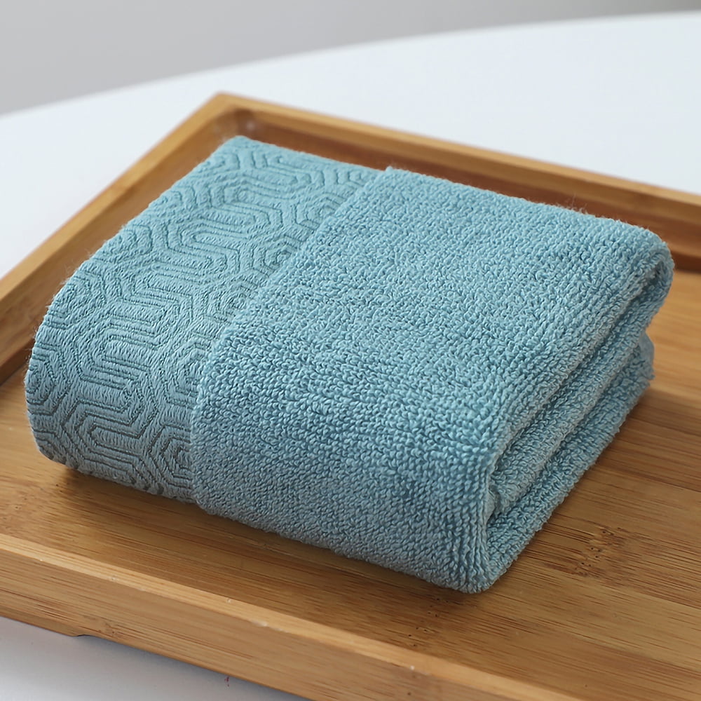 Ficcug Bath Towels Cotton Hand Face Towel Sets Soft Feel and Highly Absorbent for Washcloth Daily Use,Blue (2Pcs)