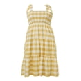 thumbnail image 2 of Femmes Robe d'Été à Carreaux Froncée Sangles d'Épaule Cravate Casual Longue Robe Dames Plage Chic une Pièce, 2 of 7