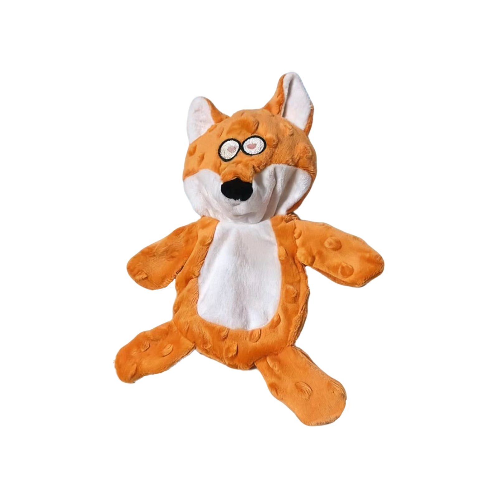 Plush Dog Toys with Crinkle Paper & Squeaker (Orange) | Cute Stuffed Animal Soft Interactive Chew Toy for Small Medium Large Dogs Boredom Relief