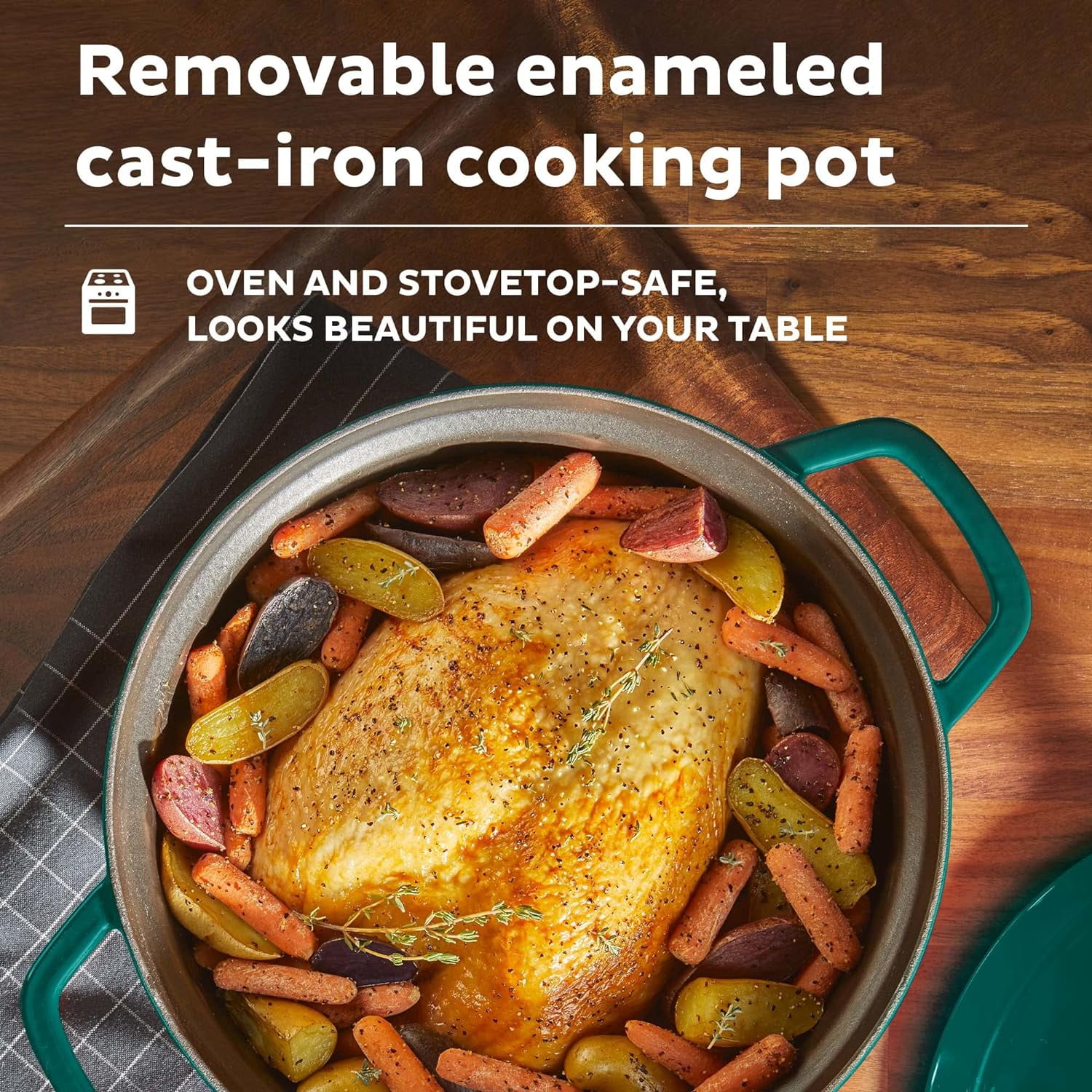 Instant Electric Round Dutch Oven, 6-Quart 1500W, From the Makers of Instant Pot, 5-in-1: Braise, Slow Cook, Sear/Saut, Cooking Pan, Food Warmer, Enameled Cast Iron, Included Recipe Book, Green