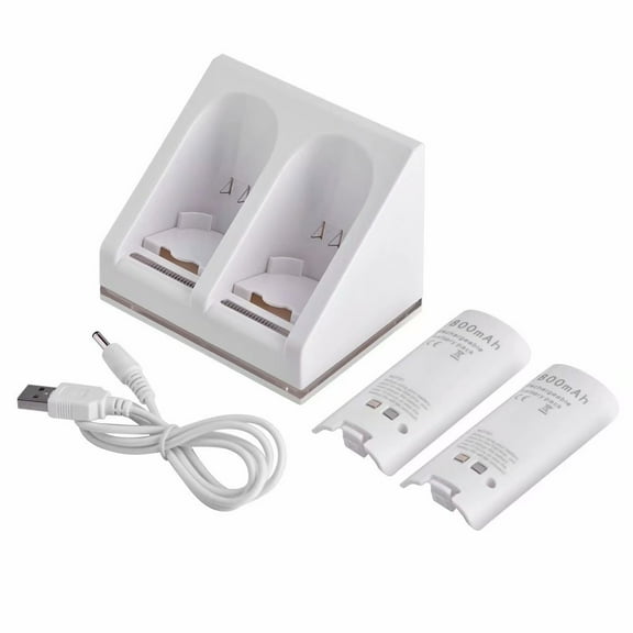 For Wii Charging Station, Dual Charger Dock with Two Rechargeable 2800mAH Batteries for Nintendo Wii Remote Controller