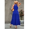 thumbnail image 6 of Women's Summer Floral Maxi Sun Dress Sleeveless Halter Neck Flowy Ruffle Hem Long Boho Dresses with Belt, 6 of 9