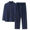 thumbnail image 2 of Awdenio Men 2 Piece Short Set Chinese Traditional Zen Meditation Suit Martial Arts Kung Fu Clothes Morning Exercises Outfit, 2 of 4