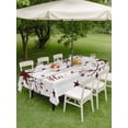 thumbnail image 4 of Outdoor Tablecloth with Umbrella Hole for Patio/Picnic/Party/Camping, Wooden Grain Waterproof Table Cloth Rectangle Table Cover Washable, Red Country Texas Star Branches Berry (60"x 84"), 4 of 8
