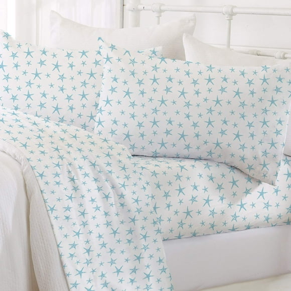 Juego de ropa de cama Great Bay Home Queen Nautical Blue Starfish