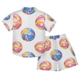 thumbnail image 2 of joogoo Boy Shorts Set Colorful Beach Balls 2 Piece Short Sleeve Button Down Hawaiian Shirt Shorts 9-10Y, 2 of 8