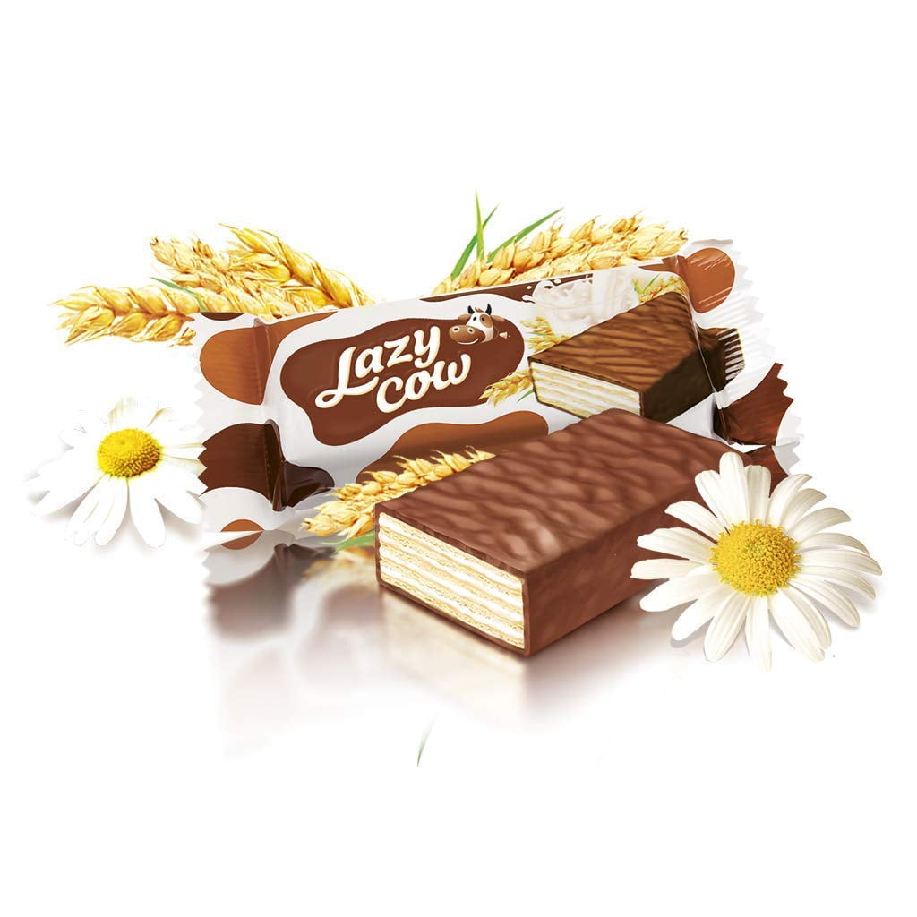 Roshen Wafer Candy "Lazy Cow" with Milk-Cream Filling, Kosher, Delicious, Flavorful Sweets Bulk Gourmet Candy 2.204lb/1kg