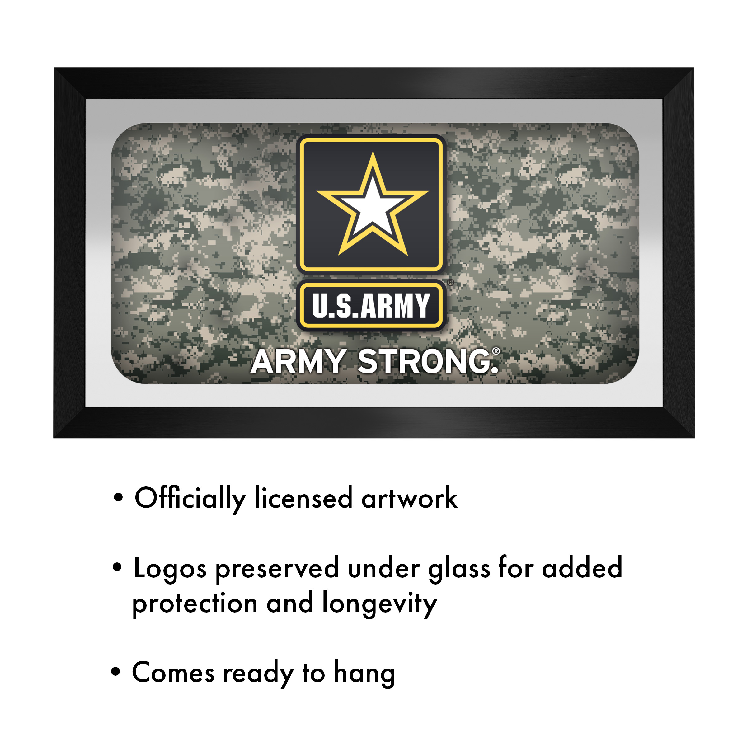 United States Army Digital Camo Ready-To-Hang Black Framed Wall Mirror
