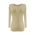 thumbnail image 4 of Long Sleeve Shirts for Women V-Neck Button Solid Knitted Single Breasted Slim Fit Bottomed Casual Tops Basic Tops Tee Tshirt Blouse, 4 of 4
