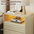 thumbnail image 4 of Vabches 25" H Nightstands with LED Night, Fluted Nightstands with Charging Station and Storage Shelves, End Table Bed Side Table for Bedroom Enrtyway Livingroom, 4 of 8