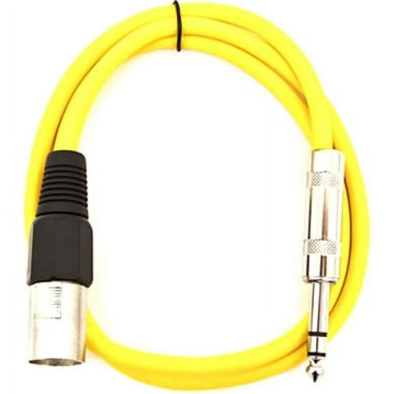 Seismic Audio SATRXL-M3, Yellow 3' XLR Male to TRS Patch Cable
