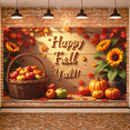 thumbnail image 3 of Decorative Design Happy Fall Banner Leaf Pattern Wooden Background Floral Basket for Autumn Decoration Outdoor Party Thanksgiving, 3 of 9