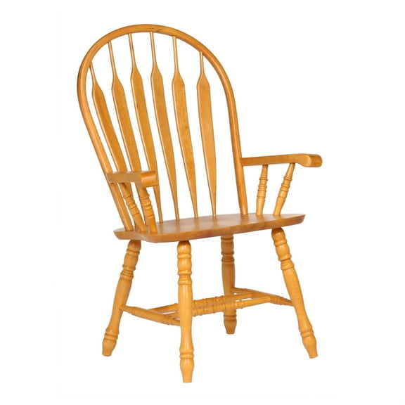 Selections Comfort Windsor Dining Chair with Arms Light Oak Solid Wood Armchair