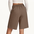 thumbnail image 5 of Shorts for Women Soild Color Elastic Waist Drawstring Workout Shorts with Pocket Fashion Loose Fits Casual Summer Shorts, 5 of 5