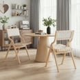 thumbnail image 4 of MAYEERTY 2-Set Wood Foldable & Stackable Dining Chairs for Dining Room, Woven Seat & Back, Beige - Natural, 4 of 5