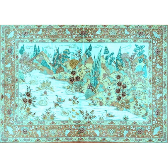 Ahgly Company Indoor Rectangle Animal Light Blue Traditional Area Rugs, 3' x 5'