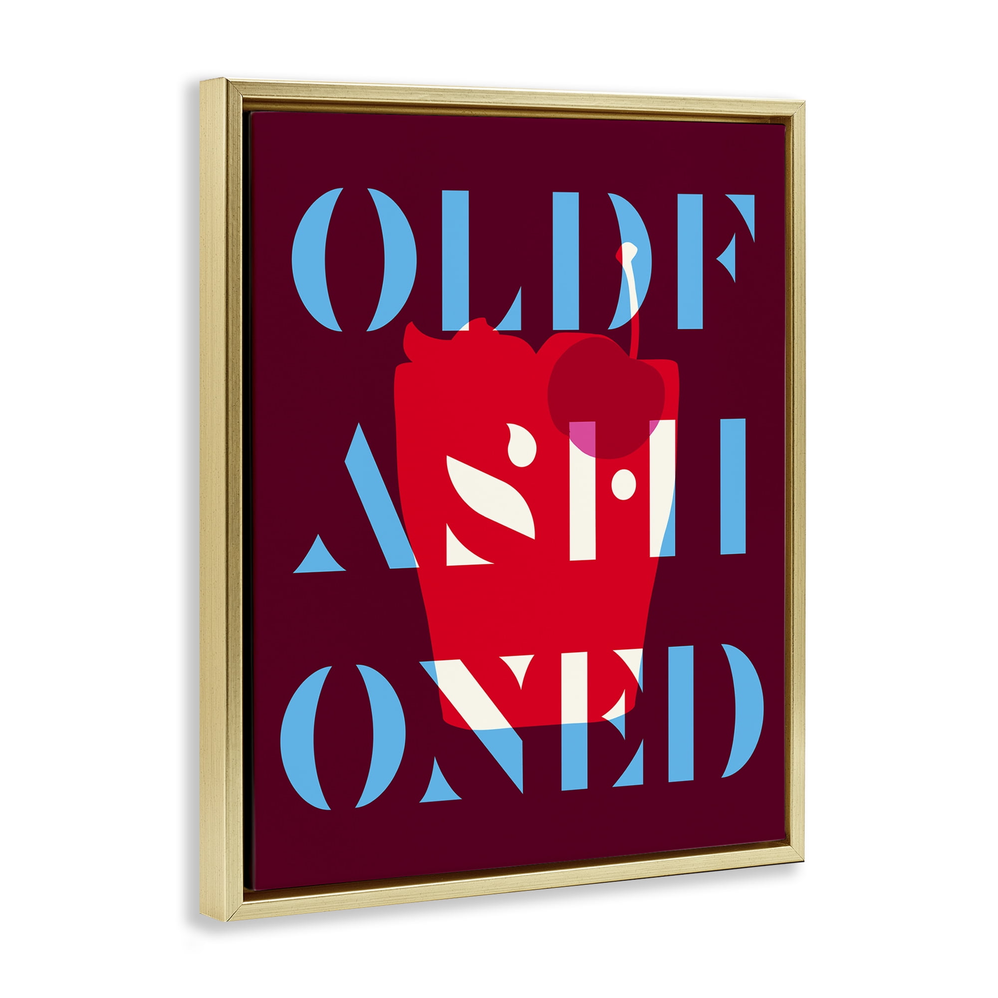Stupell Industries Modern Old Fashioned Food & Beverage Painting Gold Floater Framed Canvas Art Print Wall Art, 17 x 21