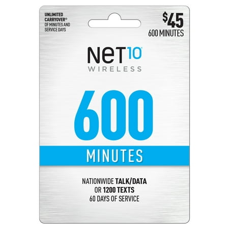 Net10 $45 600 Minutes Prepaid 60 days Plan (Email