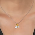 thumbnail image 3 of 925 Silver and 10K Yellow Gold Citrine and Moissanite 3 Stone Pendant Necklace for Women | 2.51 Cttw | Gemstone November Birthstone | Pear Shape 8X6MM | Oval 7X5MM | Round 5MM | with 18 inch Chain, 3 of 3