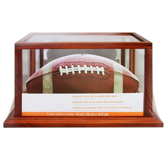 Brown Football Helmet Display Case with Mirror Back by Studio Décor - Glass-enclosed Stand for Autographed Helmet and Collectors Items - 1 Pack