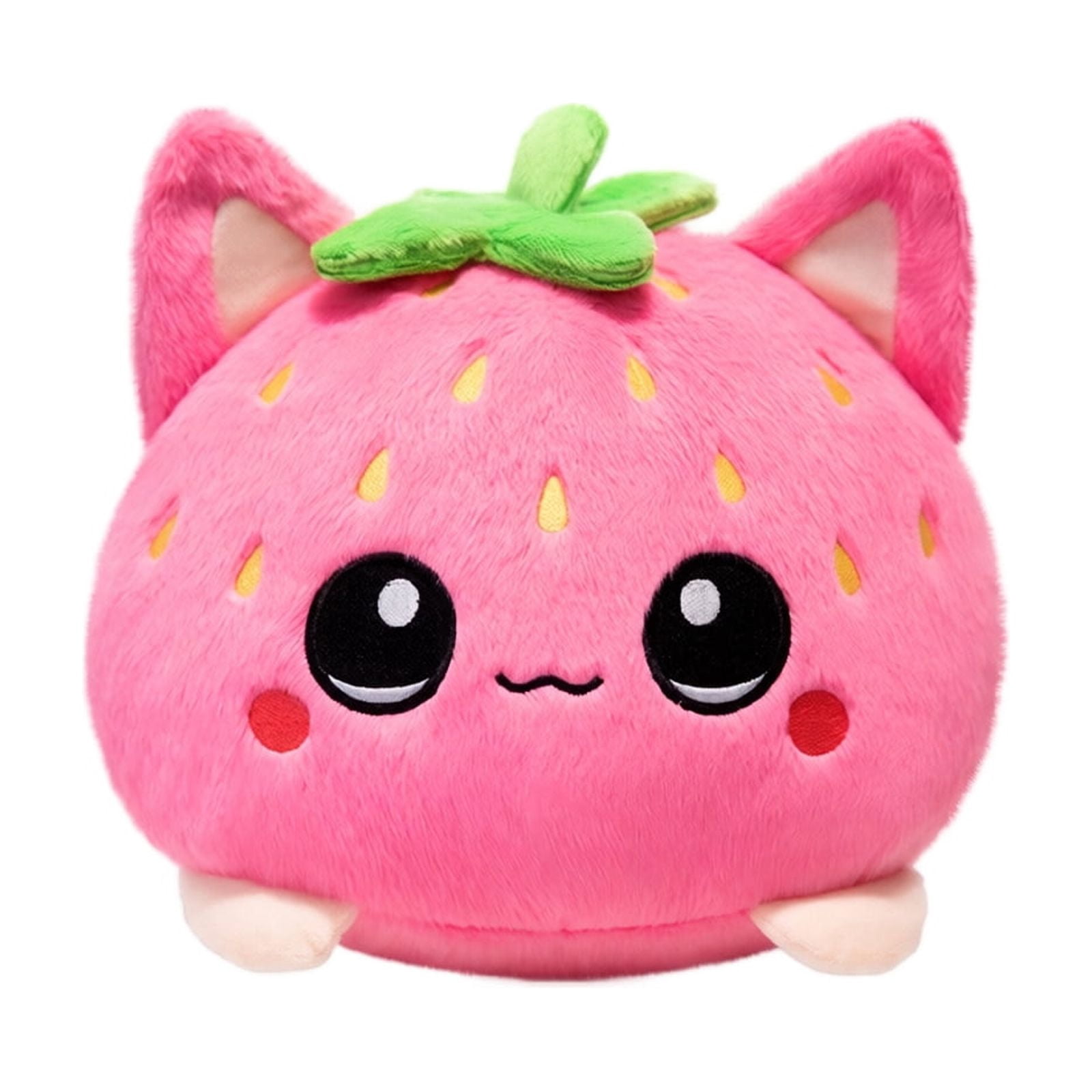 Strawberry Cat Stuffed Animal, 8X8 Inch Soft Pink Stuffed Cat