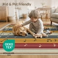 thumbnail image 4 of ODIKA 9'x12' Washable Area Rug Non-Shedding, Easy Care Guitar Music Record Crimson Design Electric Notes Fretboards in Horizontal Stripes for Master Suite, California King, Under Bed, 4 of 7