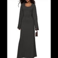 thumbnail image 2 of Vestido de Invitada de Boda para Mujer, Larga, Ajustado, de Punto Acanalado, Maxivestido Formal de Otoño Gris Oscuro L, 2 of 9