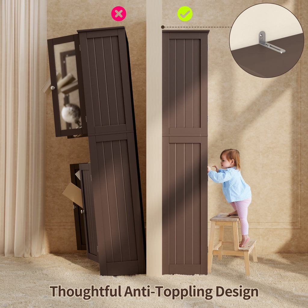 "Aiho 67"" Wood Standing Kitchen Pantry Storage Cabinet, Shelving with 2 Drawers and Glass Doors  Da(图5) "Aiho 67"" Wood Standing Kitchen Pantry Storage Cabinet, Shelving with 2 Drawers and Glass Doors  Da(图5)