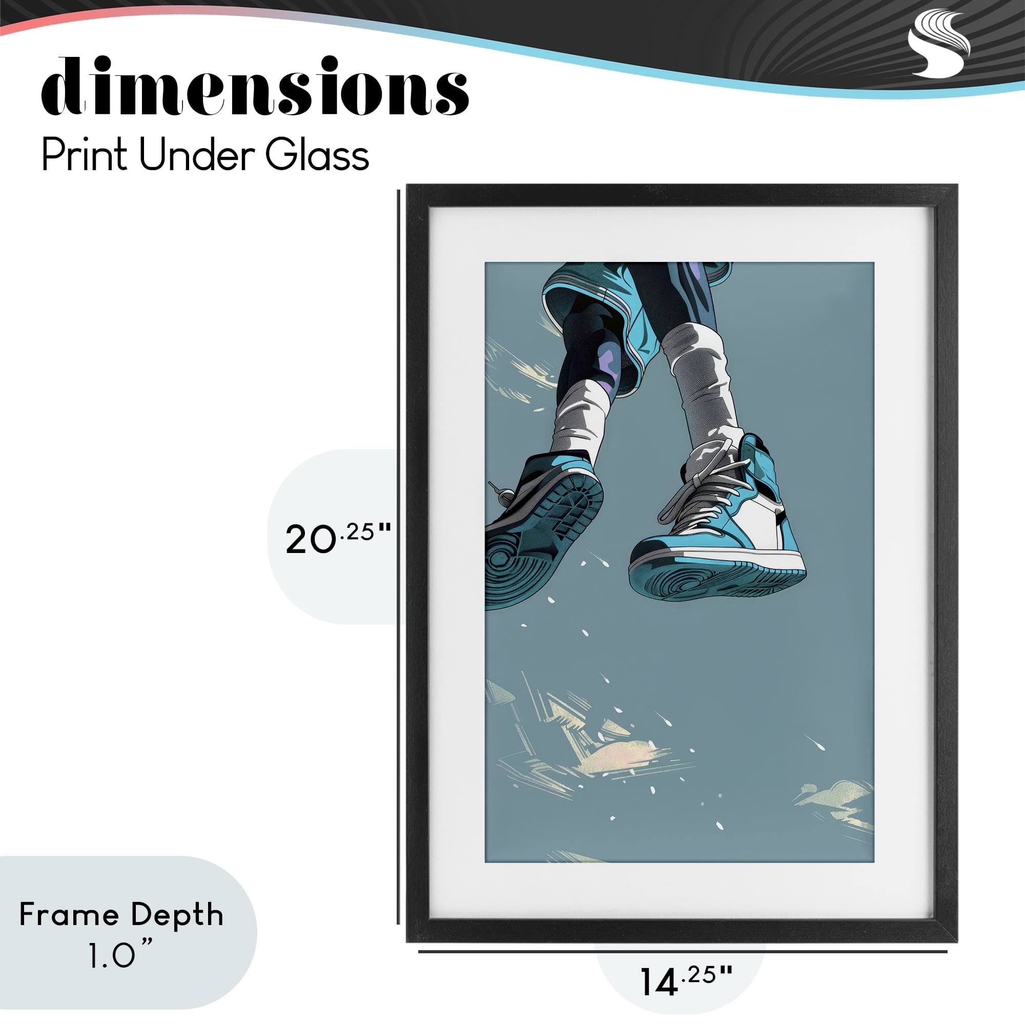 Stupell Industries Sporty Jump with Sneakers Black Framed Print Under Glass, design by Ray Powers