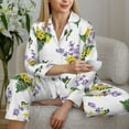 thumbnail image 6 of Fotbe Lavender Flowers Pattern Long Sleeve Pajama Set for Women,Sleepwear Set,2-piece Loungewear Set,Soft PJs Comfy Nightwear with Pockets -, 6 of 7