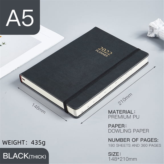 Xihbxyly Cuaderno Planificador 2022, Organizador de Agenda Mensual y Semanal, Cubierta de Piel Sintética, Planificación Eficiente, Diseño Elegante, Tamaño A5, Regalo para La Oficina y El Hogar