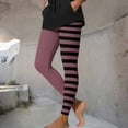 thumbnail image 5 of GERsome Striped Leggings Halloween Women's Funny Graphic High Waist Leggings Workout Pants Stretchy Striped Tights Pants Size 3XL, 5 of 9